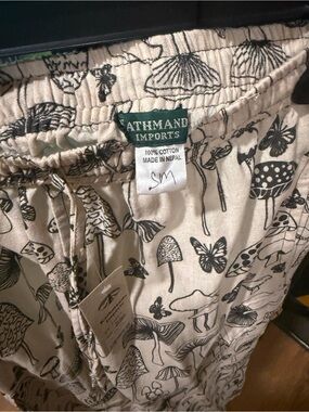 Kids Mushroom Print Cream Cotton Bottoms